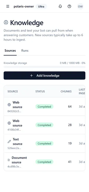 The Polaris knowledge base on a phone